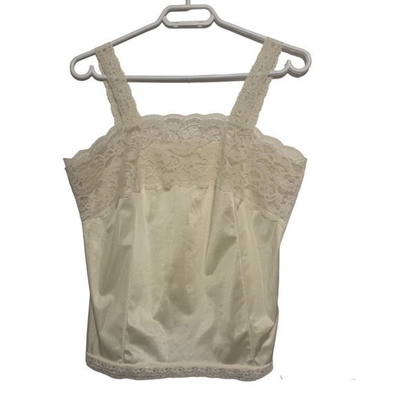 Vintage Cream Lace Satin Camisole Petticoat Junction Lingerie Top Festival - Picture 1 of 6